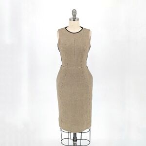 Jason Wu Tweed Leather Dress Tan Black S Business casual preppy classic runway